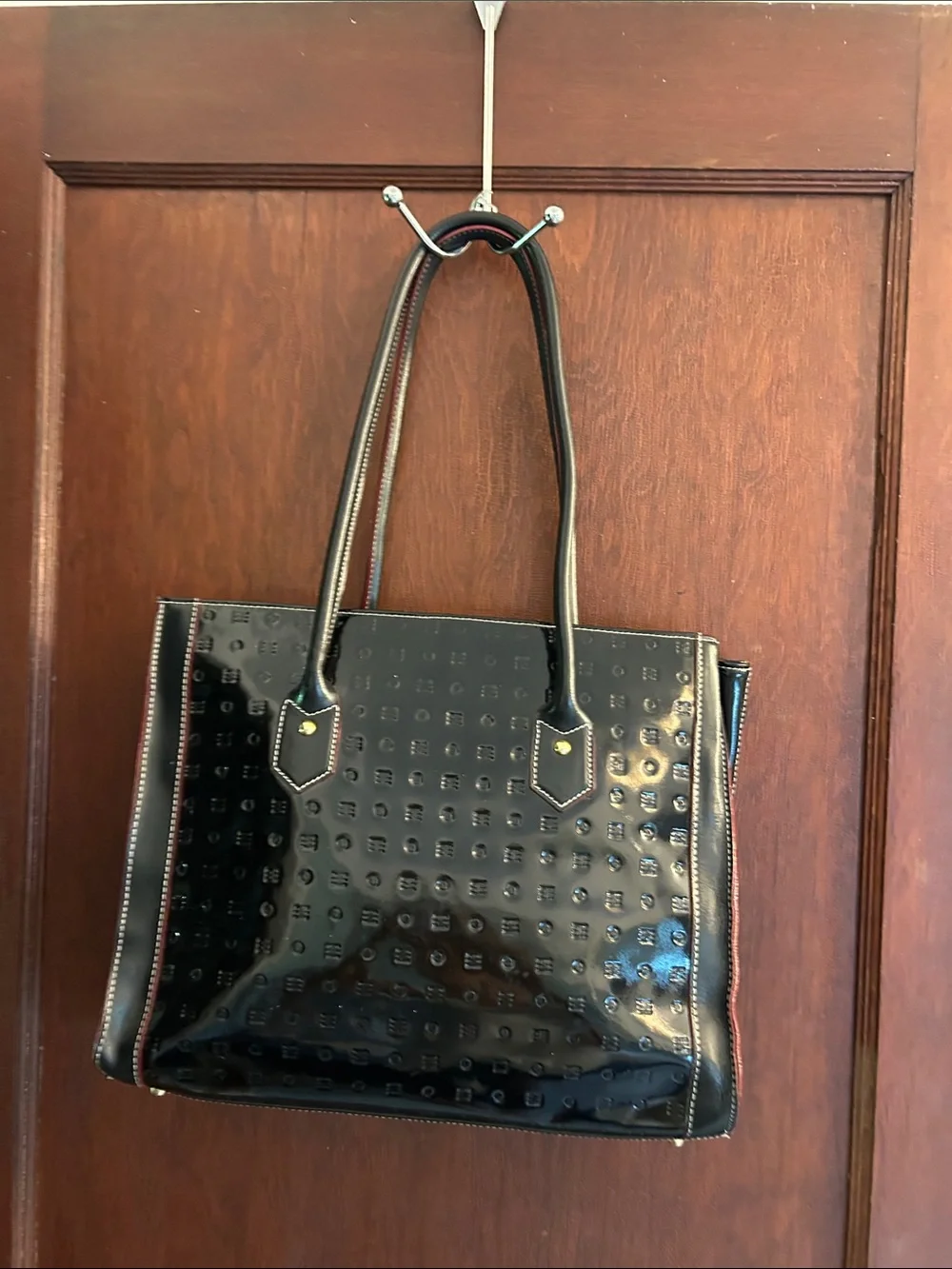 Arcadia made in Italy, large leather patent leather bag tote new